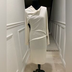 TOM FORD One-Shoulder Long Sleeve Cashmere & Silk Midi Sweater Dress Size L